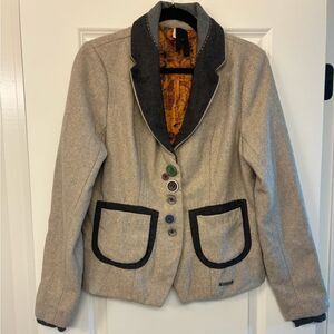 DESIGUAL MadHatter Embellished Button Wool Blend Blazer Women’s Size 42